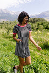 Later Skater T-shirt Dress With Hot Pink Trim