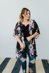 Lightweight Floral Kimono In Black