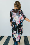 Lightweight Floral Kimono In Black