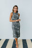Minimum Exposure Camo Midi Dress