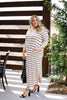 Oatmeal + Black Striped Maxi Dress