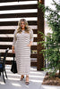 Oatmeal + Black Striped Maxi Dress