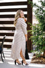 Oatmeal + Black Striped Maxi Dress