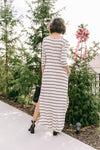 Oatmeal + Black Striped Maxi Dress