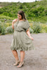 Ruffled Olive Swiss Dot Dress