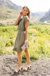 Ruffled Olive Swiss Dot Dress