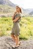Ruffled Olive Swiss Dot Dress