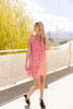 Spotted Rosette Dress In Red Coral