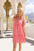 Spotted Rosette Dress In Red Coral