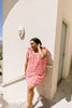 Spotted Rosette Dress In Red Coral