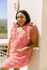 Spotted Rosette Dress In Red Coral