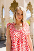 Spotted Rosette Dress In Red Coral