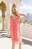Spotted Rosette Dress In Red Coral