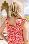 Spotted Rosette Dress In Red Coral