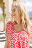 Spotted Rosette Dress In Red Coral
