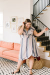 Striped Delight Ruffled Wrap Dress