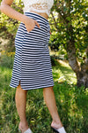 Striped Drawstring Skirt In Navy