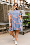Stripes T-Shirt Dress In Blue
