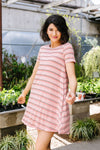 Stripes T-Shirt Dress In Rose