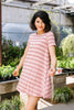 Stripes T-Shirt Dress In Rose