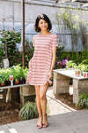 Stripes T-Shirt Dress In Rose