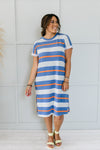 Sunny Day Striped T-Shirt Dress In Blue