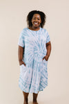 Swirl Tie Dye Dress In Aqua