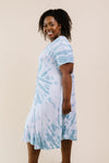 Swirl Tie Dye Dress In Aqua