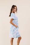 Swirl Tie Dye Dress In Aqua