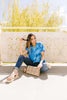 Tie & Tie Dye Top In Sky