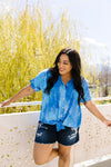 Tie & Tie Dye Top In Sky