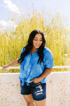 Tie & Tie Dye Top In Sky