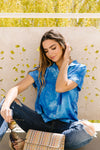 Tie & Tie Dye Top In Sky