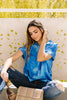 Tie & Tie Dye Top In Sky