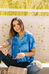 Tie & Tie Dye Top In Sky
