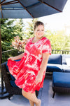 Tiered Tie Dye Dress In Coral