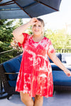 Tiered Tie Dye Dress In Coral
