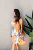 Tiered Tie Dye Dress In Orange & Blue