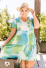Tiered Tie Dye Dress In Turquoise & Green