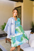 Tiered Tie Dye Dress In Turquoise & Green