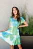 Tiered Tie Dye Dress In Turquoise & Green