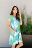 Tiered Tie Dye Dress In Turquoise & Green