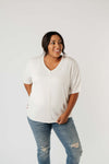 Top Stitch V-Neck In Off-White