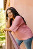 Top Stitch V-Neck In Dusty Rose