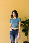 Twisted Crop Top In Teal