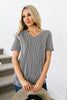 Two-Tone Ribbed V-Neck In Black