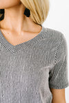 Two-Tone Ribbed V-Neck In Black