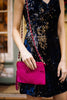 Velvet Chevron Crossbody Clutch In Burgundy