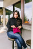 Velvet Chevron Crossbody Clutch In Burgundy