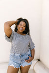 Vertical Horizon Striped Top In Black